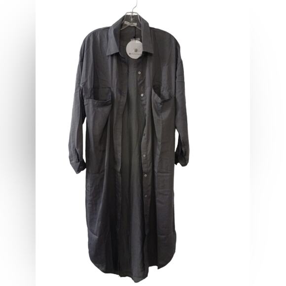 NEW! Toby Heart Ginger Long Shirt Dress Sz M Khaki Bohemian Preppy Lagenlook - Picture 1 of 13